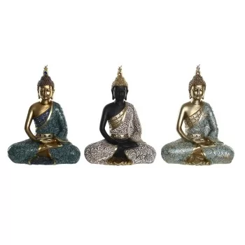 Decorative Figure DKD Home Decor Black Buddha Turquoise...