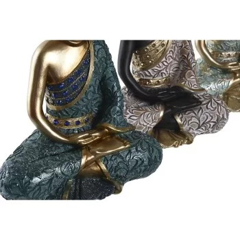 Decorative Figure DKD Home Decor Black Buddha Turquoise... 2