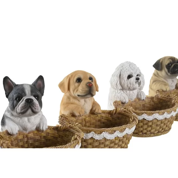 Decorative Figure DKD Home Decor Dog Basket 17,5 x 17,5 x 15 cm (4 Units)