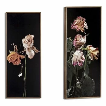 Painting Golden Flowers Black Particleboard (21,2 x 2 x...
