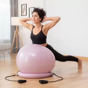 Yoga Ball with Stability Ring and Resistance Bands...