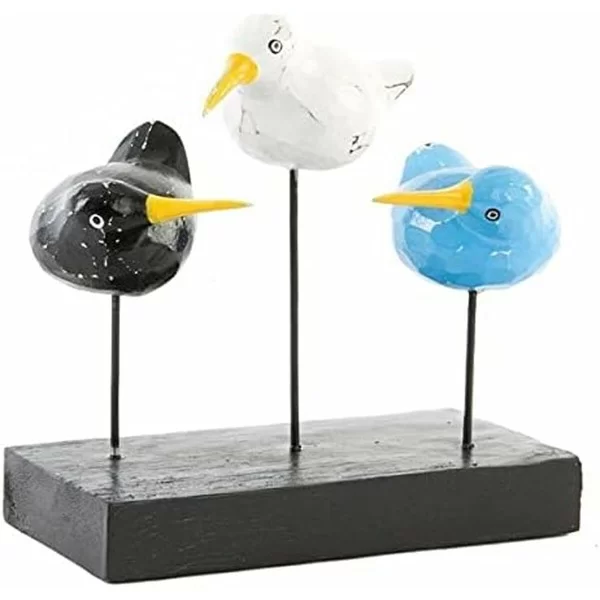 Decorative Figure DKD Home Decor Wood Metal Birds Kiwi Mediterranean