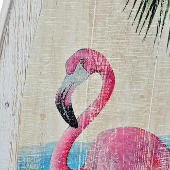 Wall Decoration DKD Home Decor Wood Pink flamingo Tropical 2