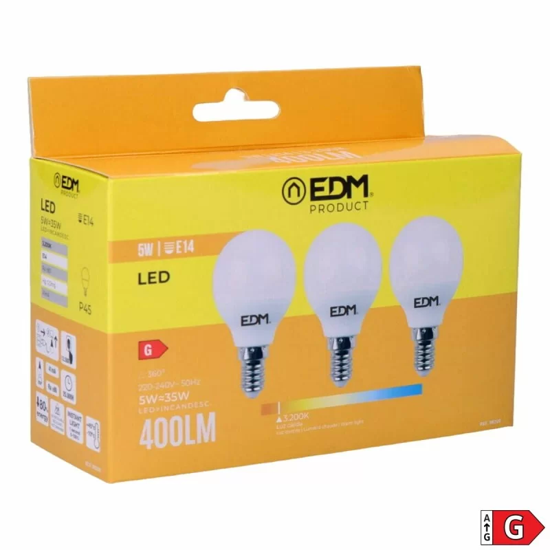Pack of 3 LED bulbs EDM G 5 W E14 400 lm Ø 4,5...