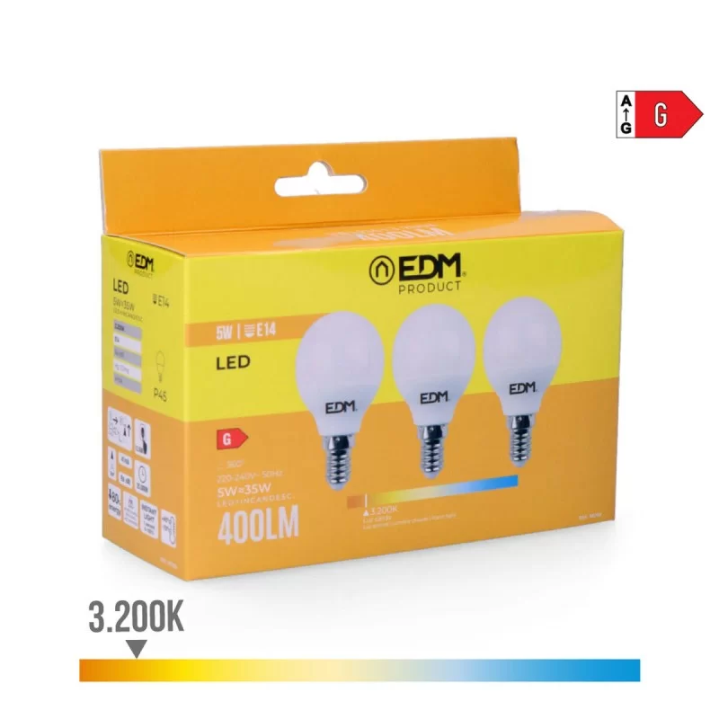 Pack of 3 LED bulbs EDM G 5 W E14 400 lm Ø 4,5...