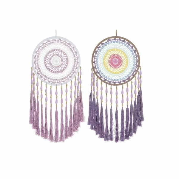 Dream Catcher DKD Home Decor 8424001858286 Pink Lilac Fringe Boho 32 x 2 x 85 cm (2 Units)