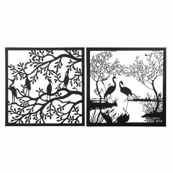 Wall Decoration DKD Home Decor 98 x 1 x 98 cm Black Birds...