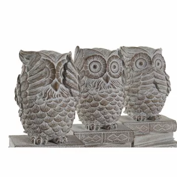 Decorative Figure DKD Home Decor White Owl Stripped 11 x... 2