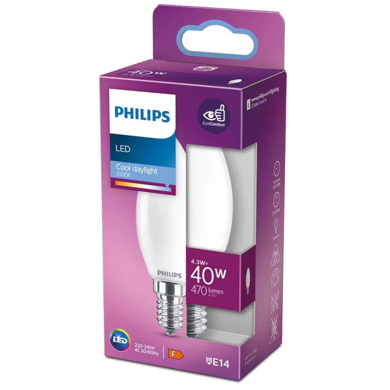 LED lamp Philips Candle White F 40 W 4,3 W E14...