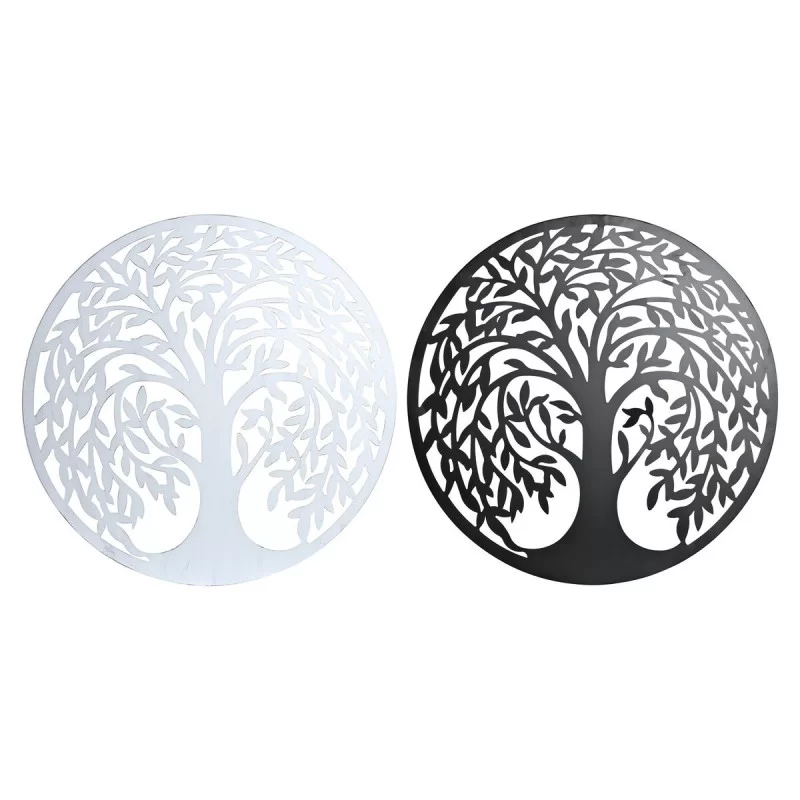 Wall Decoration DKD Home Decor 98 x 1 x 98 cm 100 x 1 x 100 cm Black Tree White Traditional (2 Units)