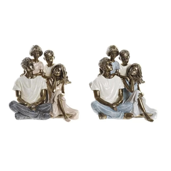 Decorative Figure DKD Home Decor 14,5 x 14,5 x 15 cm Copper Family (2 Units)