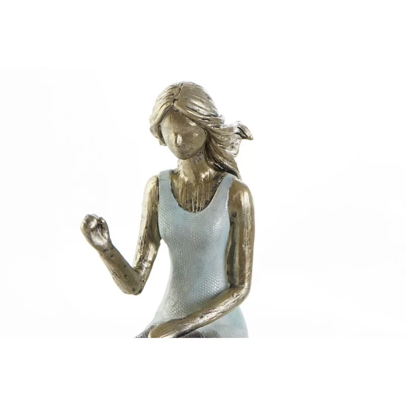 Decorative Figure DKD Home Decor Blue Golden...
