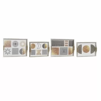 Set of trays DKD Home Decor Black Golden White 40 x 30 x...
