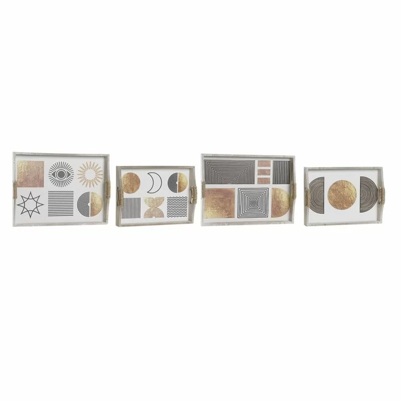 Set of trays DKD Home Decor Black Golden White 40 x 30 x 6 cm (2 Units)