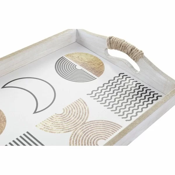 Set of trays DKD Home Decor Black Golden White 40 x 30 x 6 cm (2 Units)