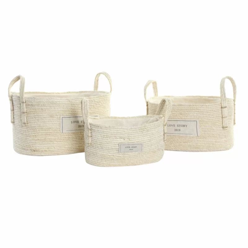 Basket set DKD Home Decor Cotton Fibre (34 x 23...