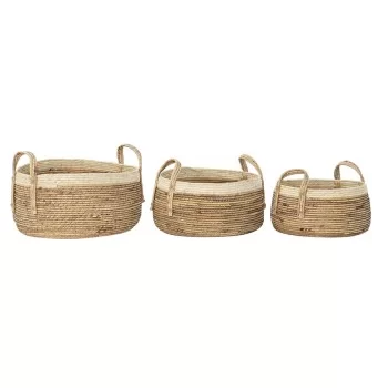 Basket set DKD Home Decor Tropical Natural Fibre Rushes...