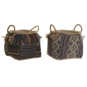 Basket DKD Home Decor 30 x 30 x 30 cm Natural Fibre Boho...