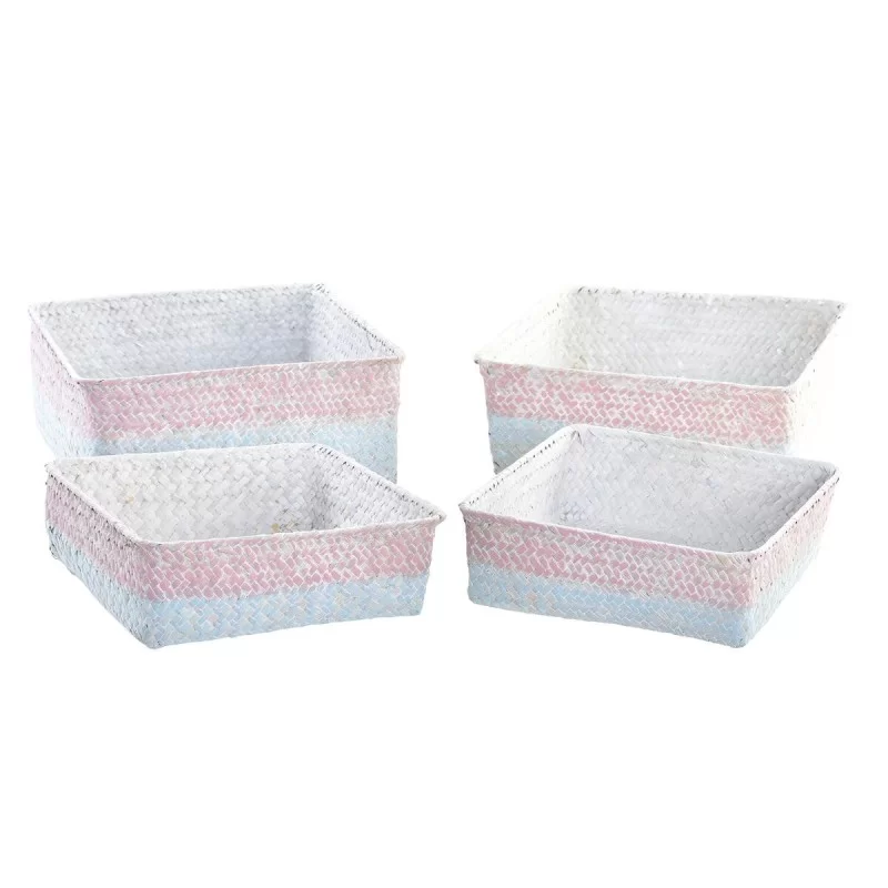Basket set DKD Home Decor Polyester 8,5 cm 26 x...
