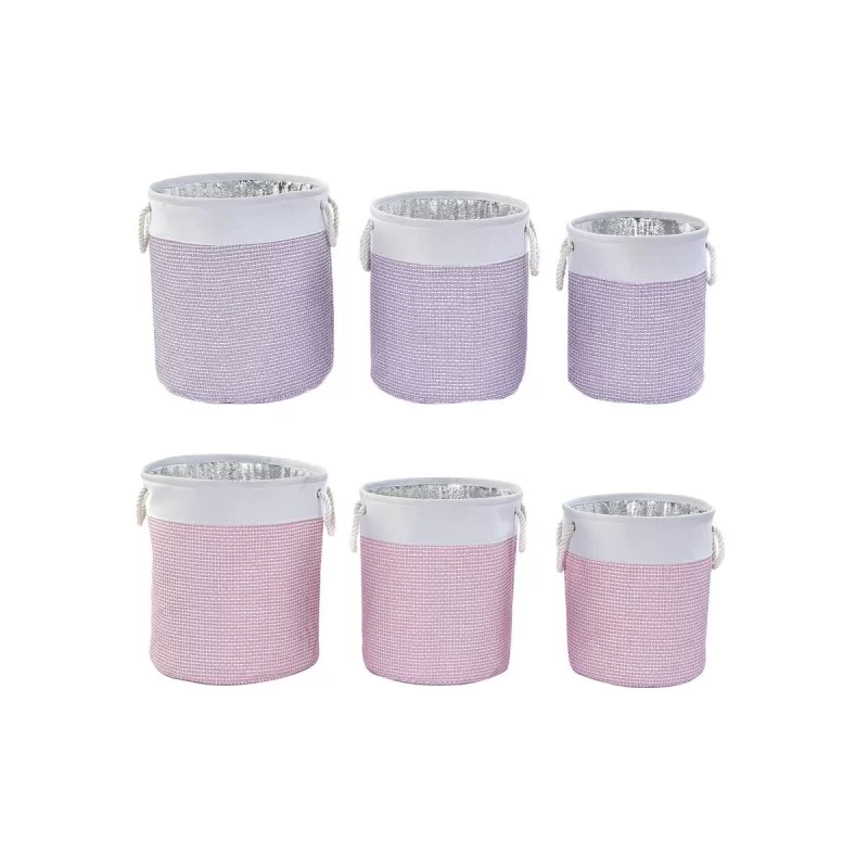 Basket set DKD Home Decor Polyester 40 x 40 x...