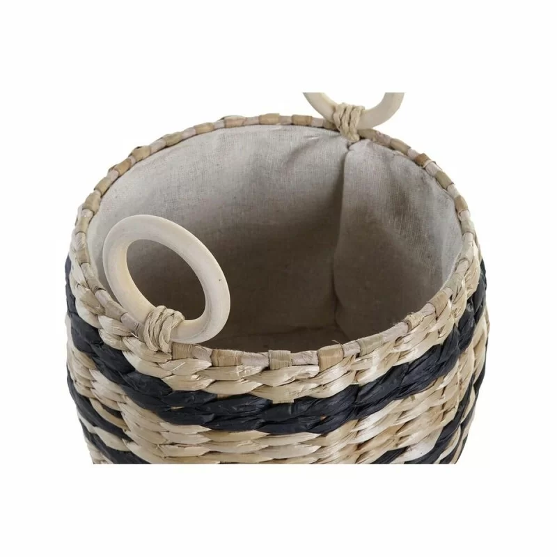 Basket set DKD Home Decor Black Natural Natural...