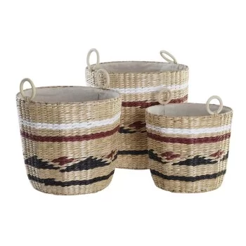 Basket set DKD Home Decor Polyester Colonial Fibre (38 x... 2