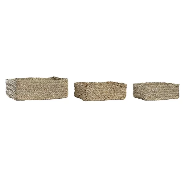 Basket set DKD Home Decor Natural Fibre (39 x 24 x 15 cm)