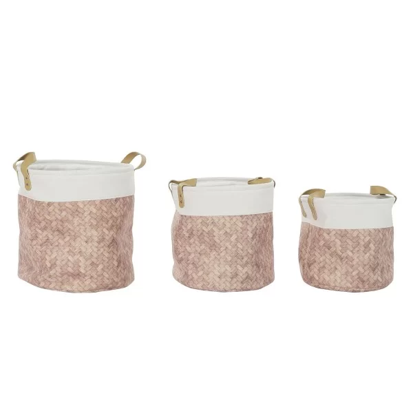 Basket set DKD Home Decor Canvas Polyester 34 x 34 x 35 cm
