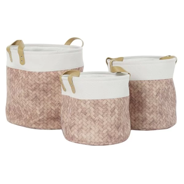Basket set DKD Home Decor Canvas Polyester 34 x 34 x 35 cm