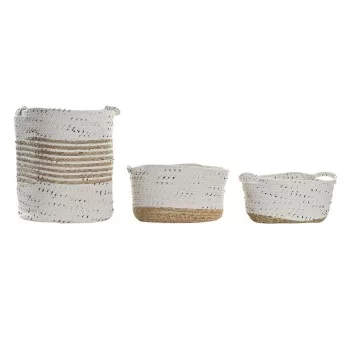 Basket set DKD Home Decor Cotton Boho Rushes (36 x 26 x...