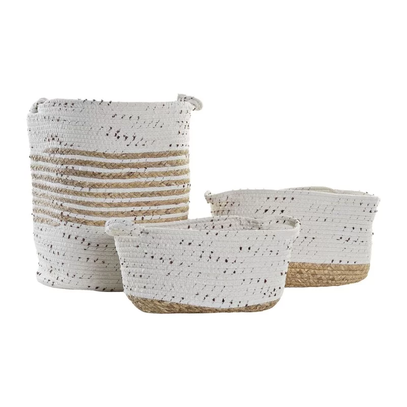 Basket set DKD Home Decor Cotton Boho Rushes...
