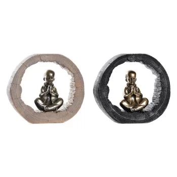 Decorative Figure DKD Home Decor Black Golden Monk...