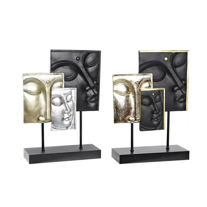Decorative Figure DKD Home Decor 22,5 x 8 x 30,7 cm Black Golden Buddha Oriental (2 Units)