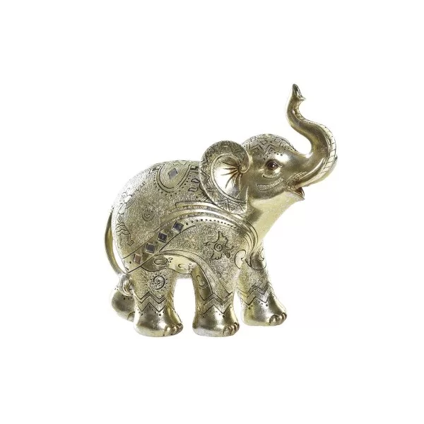 Decorative Figure DKD Home Decor 24 x 10 x 24 cm Elephant Golden Colonial