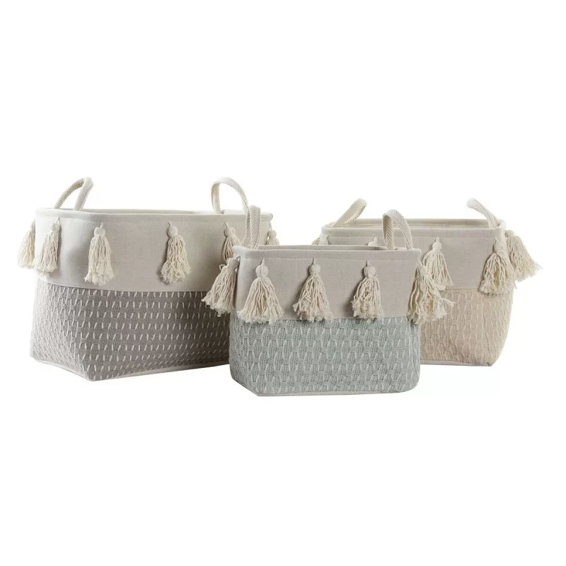 Basket set DKD Home Decor Polyester Fringe (40...