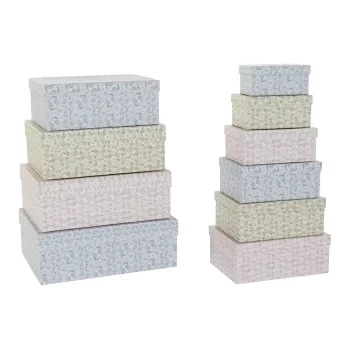 Set of Stackable Organising Boxes DKD Home Decor Flowers...