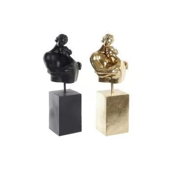 Decorative Figure DKD Home Decor Pair Black Golden 15,5 x...