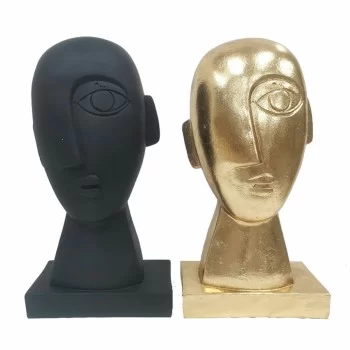 Decorative Figure DKD Home Decor Face Black Golden 14,5 x...