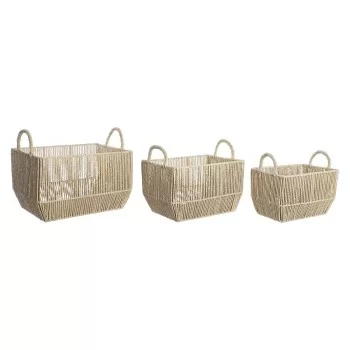 Basket set DKD Home Decor Metal Natural Fibre (40 x 30 x...