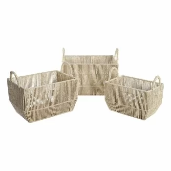 Basket set DKD Home Decor Metal Natural Fibre (40 x 30 x... 2