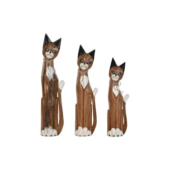 Decorative Figure DKD Home Decor White Brown Cats 21 x 7...