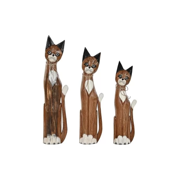 Decorative Figure DKD Home Decor White Brown Cats 21 x 7 x 80 cm 17 x 6 x 80 cm