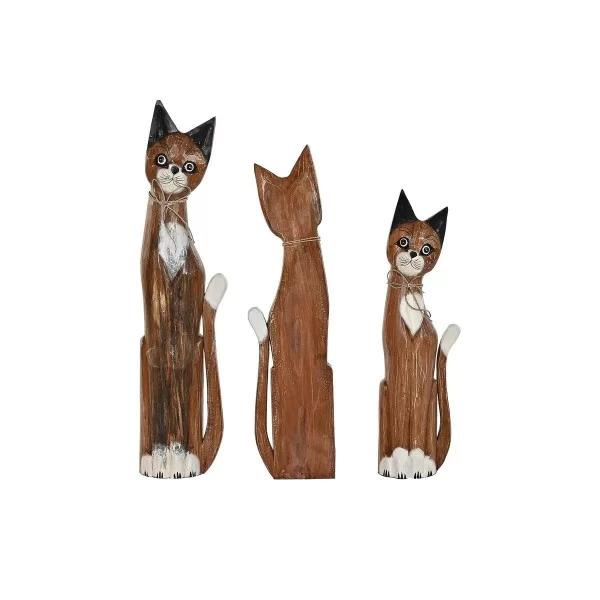 Decorative Figure DKD Home Decor White Brown Cats 21 x 7 x 80 cm 17 x 6 x 80 cm