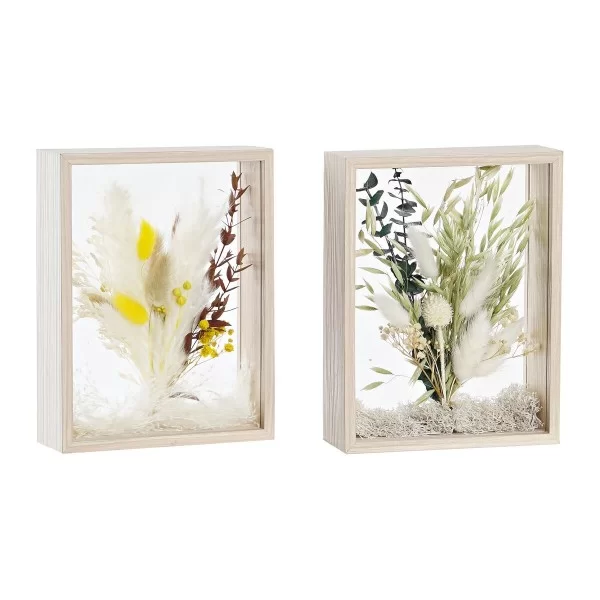 Decorative Flower DKD Home Decor 16 x 6 x 21 cm Beige Green Yellow Flowers (2 Units)