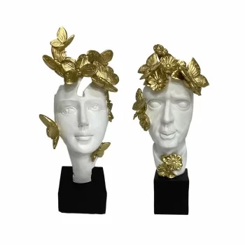 Decorative Figure DKD Home Decor White Golden Face 14 x...