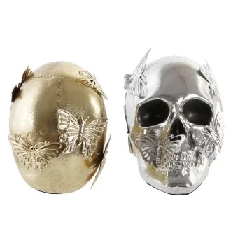 Decorative Figure DKD Home Decor Golden Silver Skull 16,5... 2