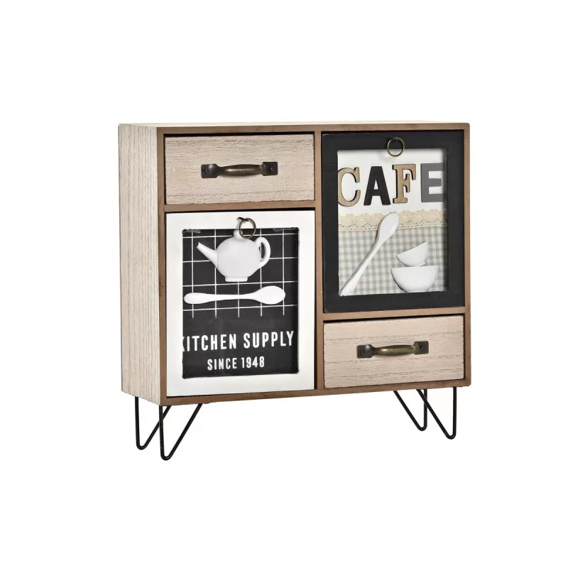 Multi-Purpose Organiser DKD Home Decor Kitchen 30 x 10 x 29 cm Crystal Metal MDF Wood Shabby Chic