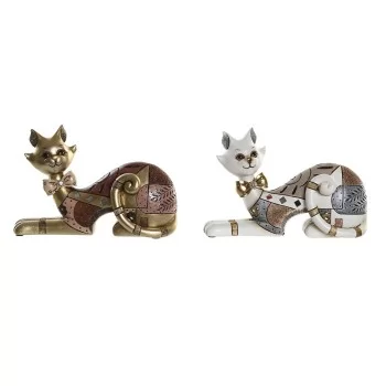 Decorative Figure DKD Home Decor White Golden Cat 22,5 x...