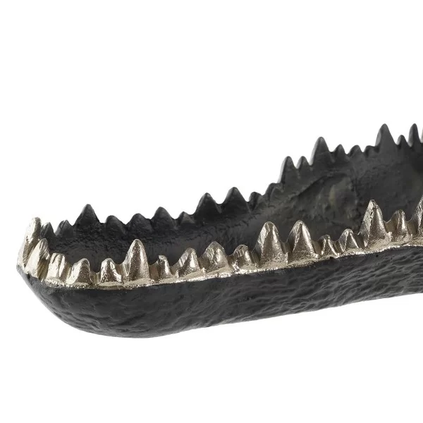 Decorative Figure DKD Home Decor Champagne Aluminium Dark grey Bicoloured Crocodile (55 x 26 x 39 cm)