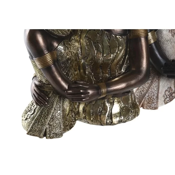 Decorative Figure DKD Home Decor 20 x 14,5 x 33 cm Beige Golden Brown Colonial African Woman (3 Pieces)